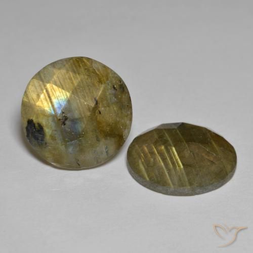 Gemas de Labradorita Multicolor natural de 12.07 ct, Redondo, Translúcido