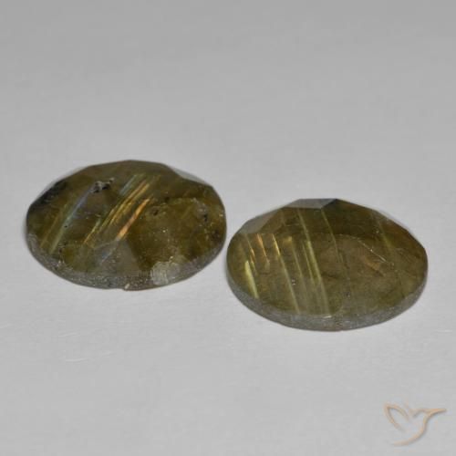 Gemas de Labradorita Multicolor natural de 12.07 ct, Redondo, Translúcido