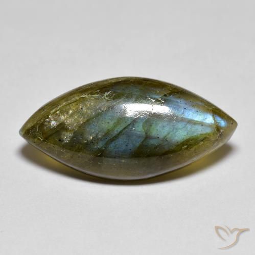 Labradorita Multicolor natural de 9.84 ct, Marquesa, Translúcido