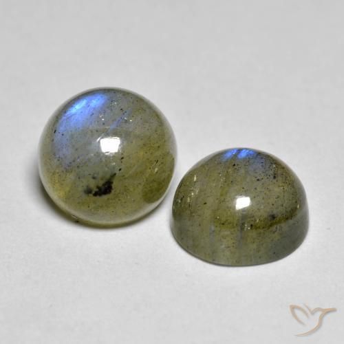 Gemas de Labradorita Multicolor natural de 4.45 ct, Redondo, Translúcido