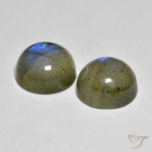Gemas de Labradorita Multicolor natural de 4.45 ct, Redondo, Translúcido