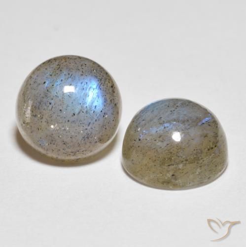 Gemas de Labradorita Multicolor natural de 4.75 ct, Redondo, Translúcido