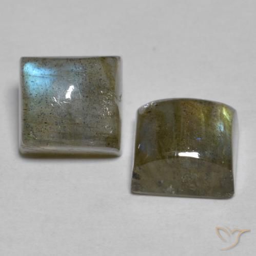 Gemas de Labradorita Multicolor natural de 5.11 ct, Cuadrado, Translúcido