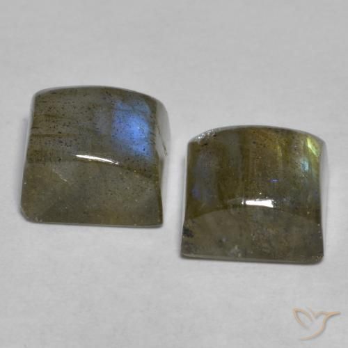 Gemas de Labradorita Multicolor natural de 5.11 ct, Cuadrado, Translúcido