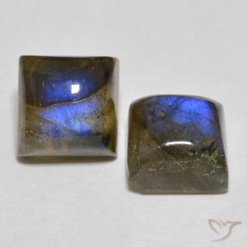 Gemas de Labradorita Multicolor natural de 5.29 ct, Cuadrado, Translúcido