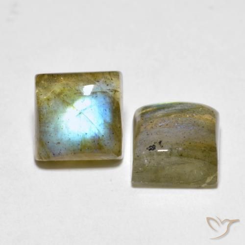 Gemas de Labradorita Multicolor natural de 4.61 ct, Cuadrado, Translúcido