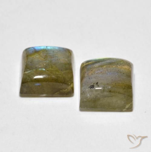 Gemas de Labradorita Multicolor natural de 4.61 ct, Cuadrado, Translúcido