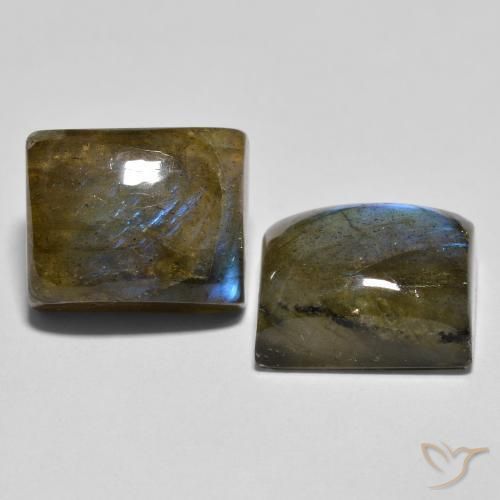 Gemas de Labradorita Multicolor natural de 12.39 ct, Corte Baguette, Translúcido
