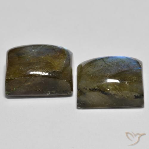 Gemas de Labradorita Multicolor natural de 12.39 ct, Corte Baguette, Translúcido