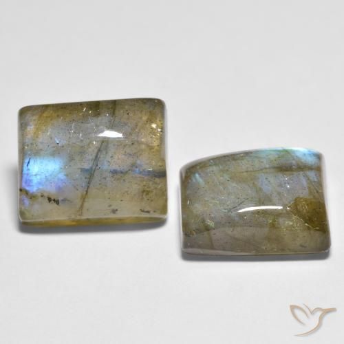 Gemas de labradorita Multicolor natural de 10.28 ct, Corte Baguette, Transparente