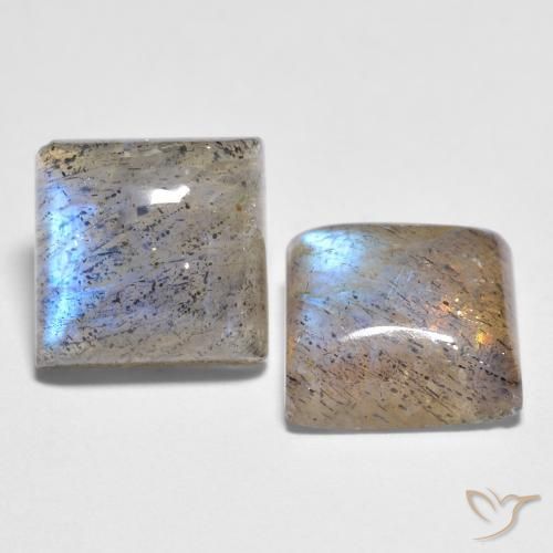 Gemas de Labradorita Multicolor natural de 5.67 ct, Cuadrado, Transparente
