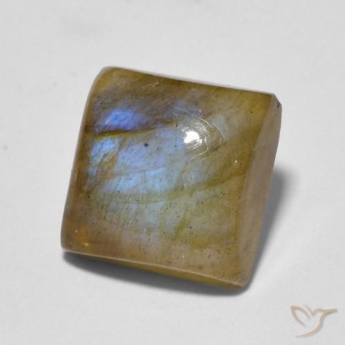 labradorita Multicolor natural de 2.56 ct, Cuadrado, Translúcido
