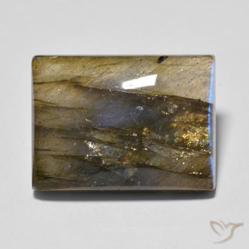 Labradorita Multicolor natural de 10.84 ct, Corte Baguette, Translúcido
