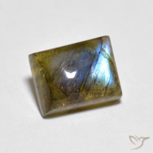 Labradorita Multicolor natural de 1.96 ct, Corte Baguette, Translúcido