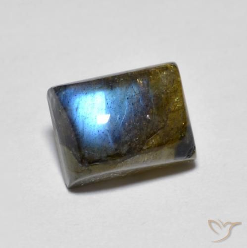 Labradorita Multicolor natural de 2.42 ct, Corte Baguette, Translúcido