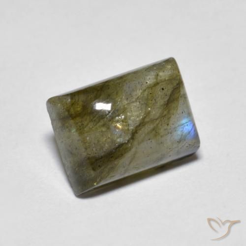 Labradorita Multicolor natural de 2.30 ct, Corte Baguette, Translúcido