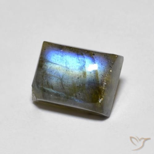Labradorita Multicolor natural de 2.42 ct, Corte Baguette, Translúcido