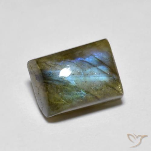 Labradorita Multicolor natural de 2.64 ct, Corte Baguette, Translúcido