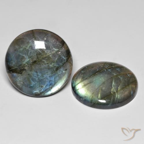 Gemas de Labradorita Multicolor natural de 65.90 ct, Redondo, Translúcido