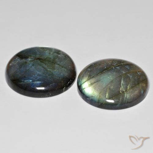 Gemas de Labradorita Multicolor natural de 65.90 ct, Redondo, Translúcido
