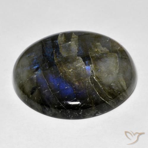 Labradorita Multicolor natural de 31.27 ct, Redondo, Translúcido