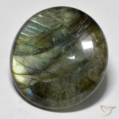 Labradorita Multicolor natural de 30.85 ct, Redondo, Translúcido