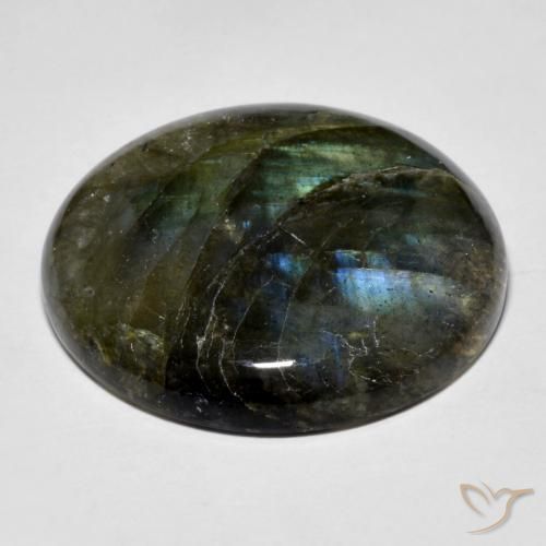 Labradorita Multicolor natural de 30.85 ct, Redondo, Translúcido