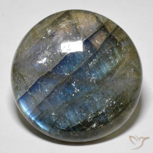 Labradorita Multicolor natural de 34.78 ct, Redondo, Translúcido
