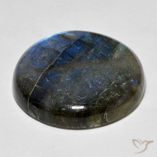 Labradorita Multicolor natural de 34.78 ct, Redondo, Translúcido