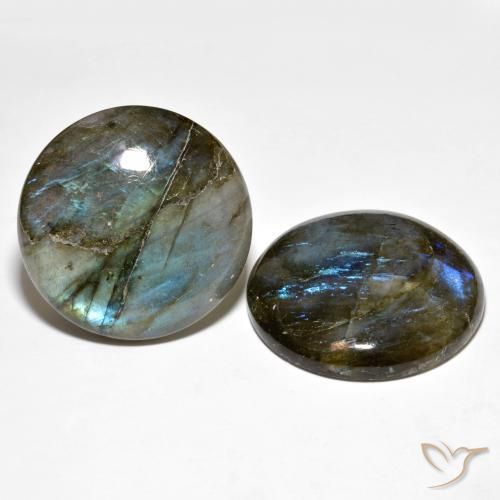 Gemas de Labradorita Multicolor natural de 67.92 ct, Redondo, Translúcido