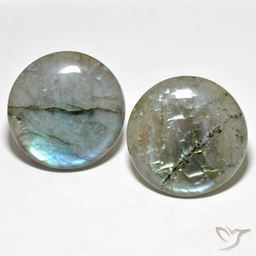 Gemas de Labradorita Multicolor natural de 62.71 ct, Redondo, Translúcido