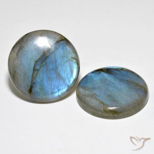 Gemas de Labradorita Multicolor natural de 62.18 ct, Redondo, Translúcido