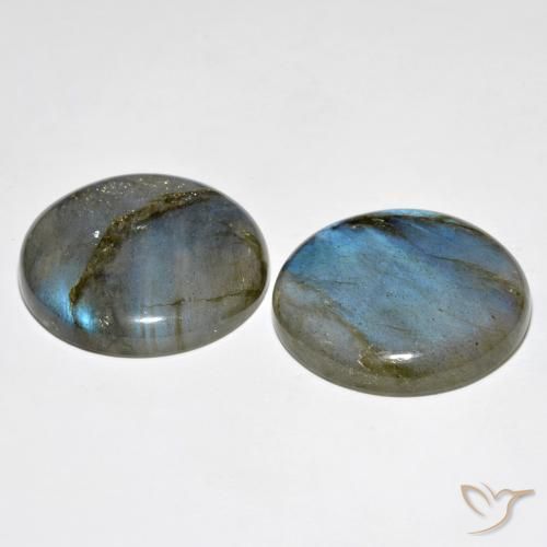 Gemas de Labradorita Multicolor natural de 62.18 ct, Redondo, Translúcido