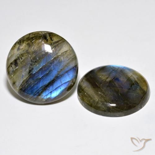 Gemas de Labradorita Multicolor natural de 60.56 ct, Redondo, Translúcido