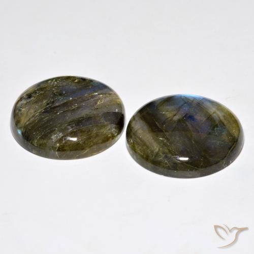 Gemas de Labradorita Multicolor natural de 60.56 ct, Redondo, Translúcido