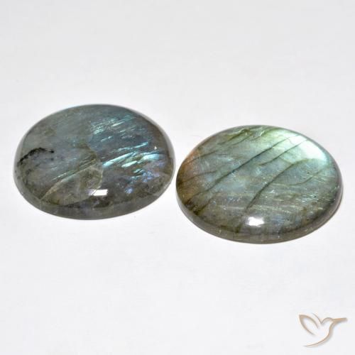 Gemas de Labradorita Multicolor natural de 60.15 ct, Redondo, Translúcido