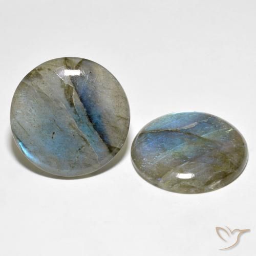 Gemas de Labradorita Multicolor natural de 55.41 ct, Redondo, Translúcido