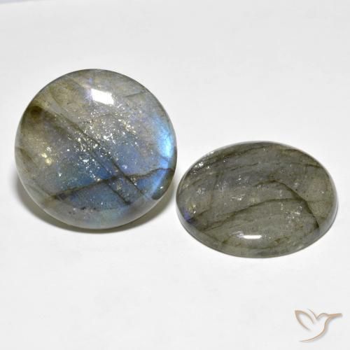 Gemas de Labradorita Multicolor natural de 57.41 ct, Redondo, Translúcido