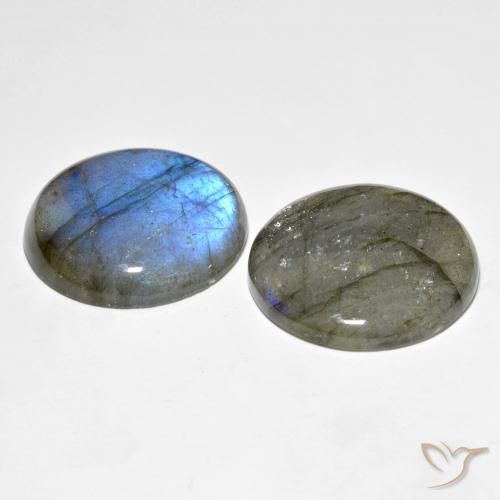 Gemas de Labradorita Multicolor natural de 57.41 ct, Redondo, Translúcido