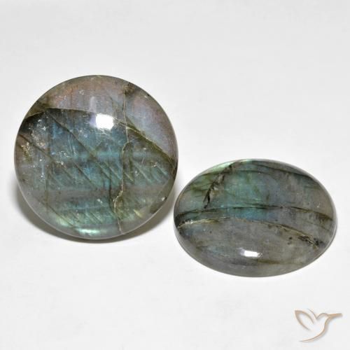 Gemas de Labradorita Multicolor natural de 62.48 ct, Redondo, Translúcido