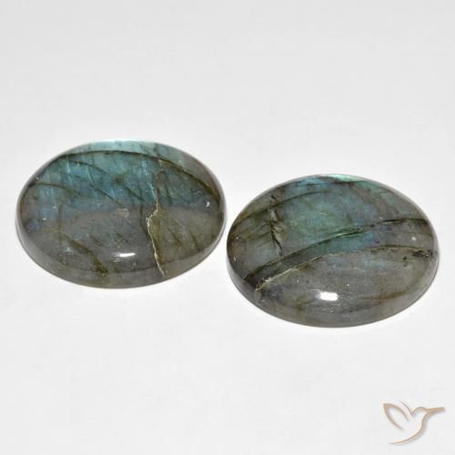 Gemas de Labradorita Multicolor natural de 62.48 ct, Redondo, Translúcido