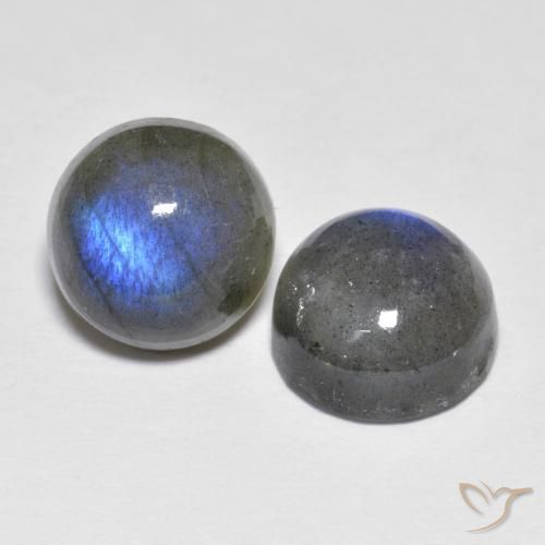 Gemas de Labradorita Multicolor natural de 5.54 ct, Redondo, Translúcido
