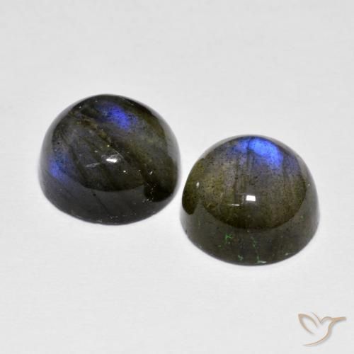 Gemas de Labradorita Multicolor natural de 4.72 ct, Redondo, Translúcido
