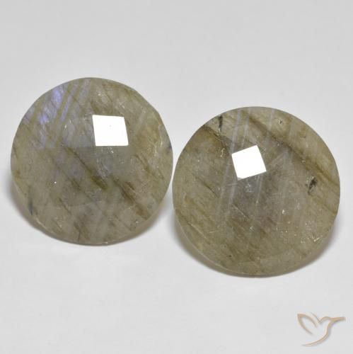 Gemas de Labradorita Multicolor natural de 26.54 ct, Redondo, Translúcido