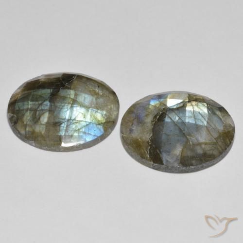 Gemas de Labradorita Multicolor natural de 26.25 ct, Redondo, Translúcido