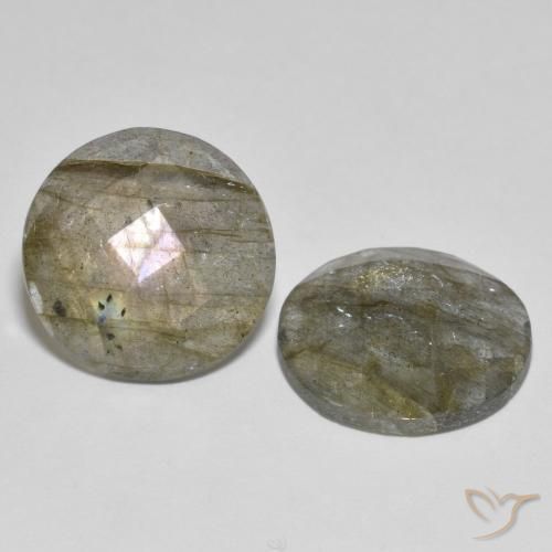 Gemas de Labradorita Multicolor natural de 15.10 ct, Redondo, Translúcido