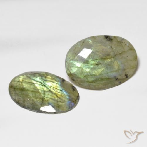 Gemas de Labradorita Multicolor natural de 25.35 ct, Ovalada, Translúcido