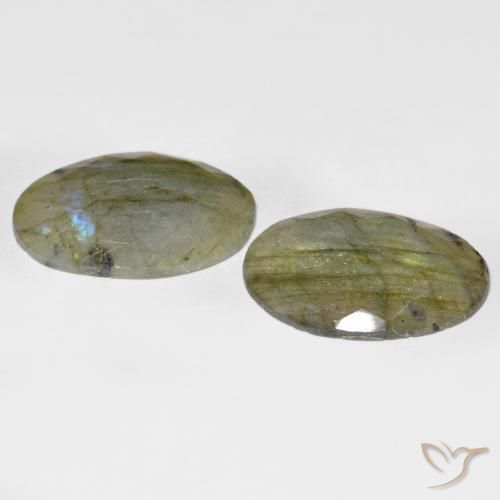 Gemas de Labradorita Multicolor natural de 25.35 ct, Ovalada, Translúcido