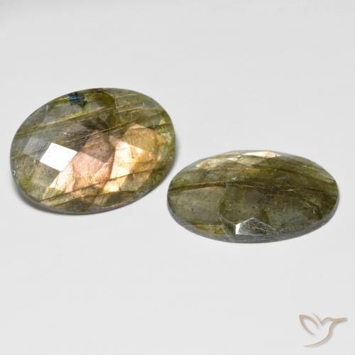 Gemas de Labradorita Multicolor natural de 31.65 ct, Ovalada, Translúcido