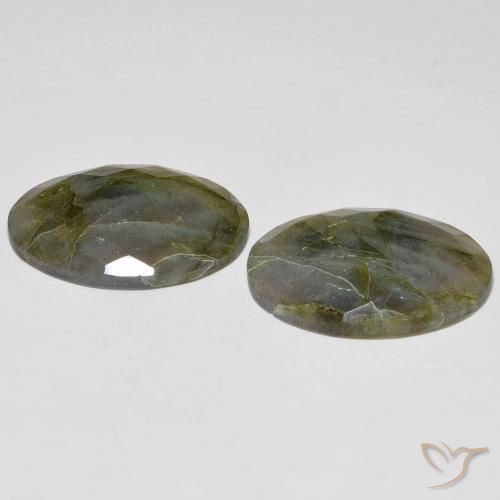Gemas de Labradorita Multicolor natural de 32.72 ct, Ovalada, Translúcido